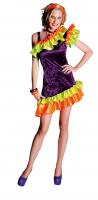 M211132 lila-bunt Damen Samba Kleid Salsa Kostüm