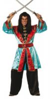 W5641-A türkis-rot Herren Chinese Chinesen Kostüm Anzug Japaner Samurai