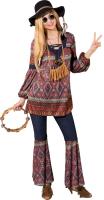 O9848 bunt Damen Hippie Kostüm Anzug Flowerpower Party