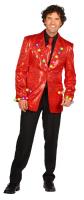 T2377-0540 rot-Multi-Color Herren Pailletten Jackett Discojacke Castor