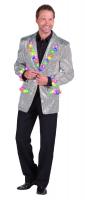 T2377-1740 silber-Multi-Color Herren Pailletten Jackett Discojacke Castor