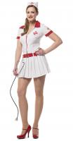 L3200280 weiß-rot Damen Krankenschwestern Kleid Nurse Kostüm