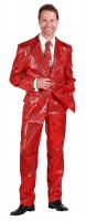 T2206-0500 rot Herren Pailletten Anzug Jackett Sakko Hose Disco Kostüm