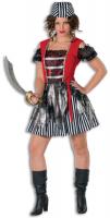 L3201130 schwarz-rot Damen Banditen Braut Piraten Kleid