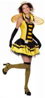W4908 gelb-schwarz Damen Bienen Kleid Hummel Kostüm
