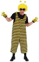 O7282 gelb-schwarz Herren Bienen Latzhose Tier Kostüm