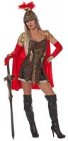W6409 braun-rot Damen Römer Kostüm Gladiatorkostüm Gladiatorin
