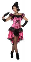 W4263 pink-schwarz Damen Saloonlady Burlesque Kostüm Can Can Kleid