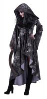 T2784 schwarz-grau Walking Dead Damen Halloween Kostüm Kleid mit Kapuze