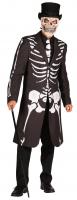T2397 schwarz Herren Jacke-Mantel Spectre Voodoo-Skelett Kostüm