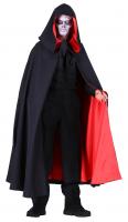 T2128-0105 schwarz-rot Damen Herren Halloween Umhang mit Kapuze Deluxe