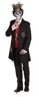 T2407 schwarz-weiß-rot Herren Jacke-Mantel Voodoo Meister ''Papa Legba'' Kostüm