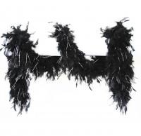 W21010-38 schwarz-silber Damen Boa Federstola mit Glitterfäden