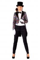 T2453-9901 bunt Multicolor Damen Pailletten Frack-Jacke Partykostüm