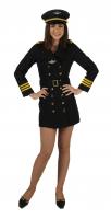 T0981-0100 schwarz-gold Damen Pilotin Piloten-Flieger Kleid