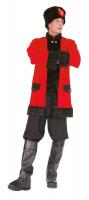 O7038 schwarz-rot Herren Kosaken Kostüm Jacke-Hose-Mütze