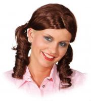 O32100-05 braun Damen Schulmädchen Perücke Bayernzöpfe