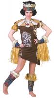 Fu501142-40-42-A braun Damen Afro Indianer Afrikakostüm Gr.40-42
